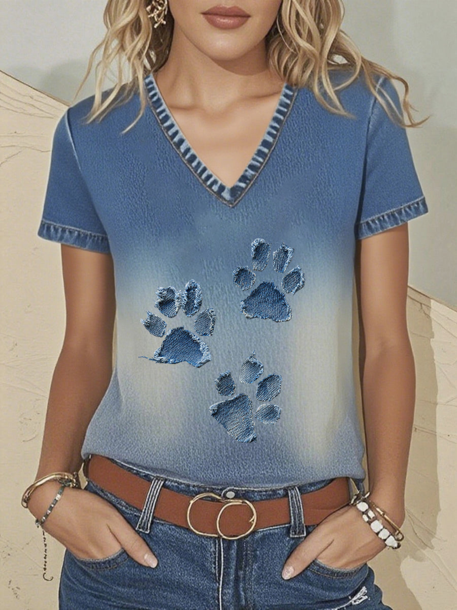 Women's Denim Paw T-shirt