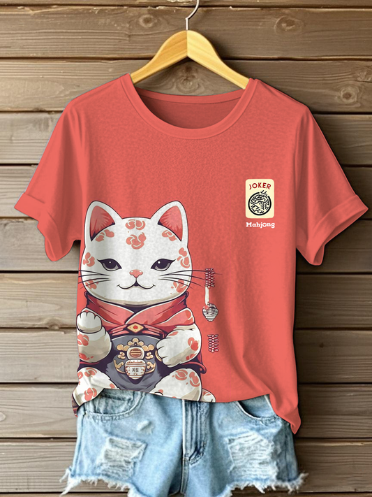 Women's Lucky Cat Mahjong T-shirts