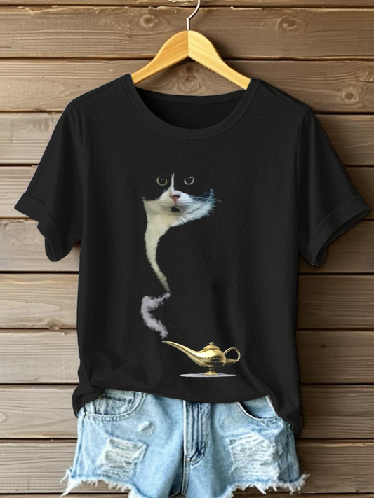 Women's Funny Cat Print Casual T-Shirt