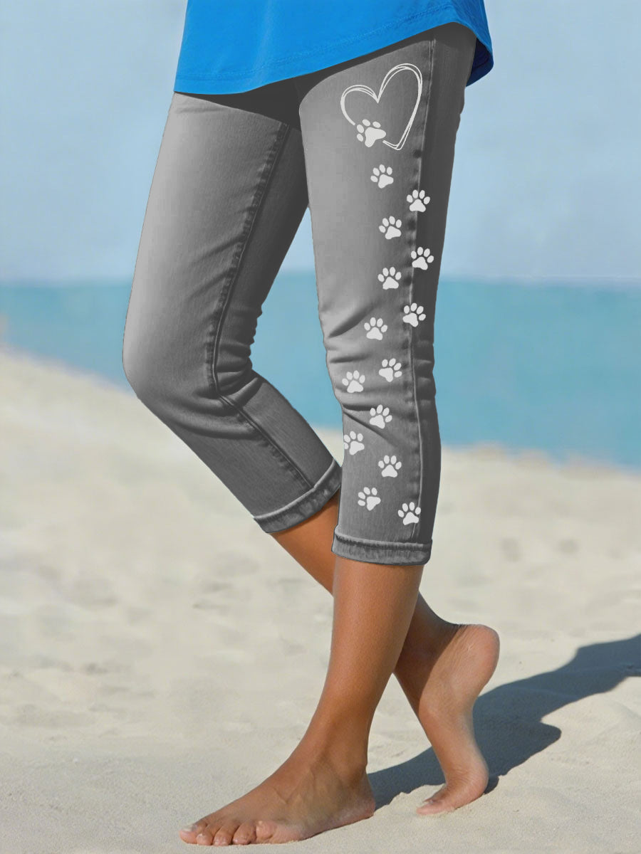 Women's Denim Paw Cropped leggings