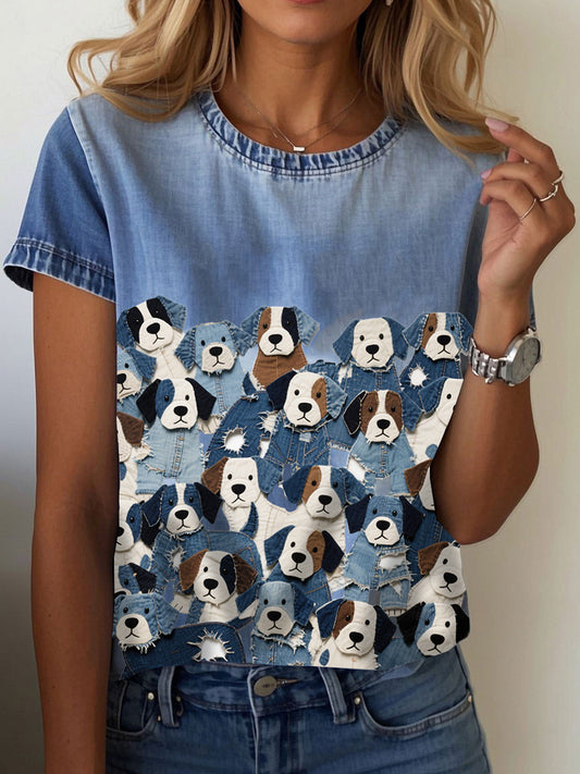 Women's Denim Dog T-shirt