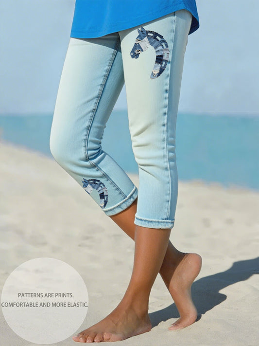 Women's Denim Horse cropped leggings