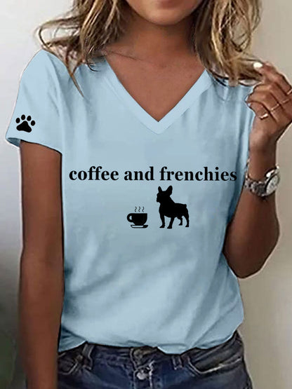 Women's French Bulldog Art Print V-Neck T-Shirt
