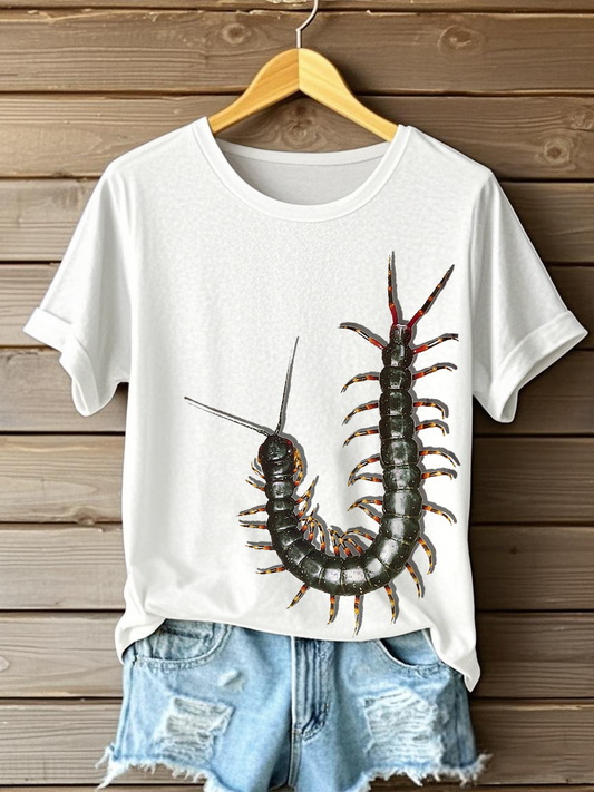 Women's centipede print casual t-shirts