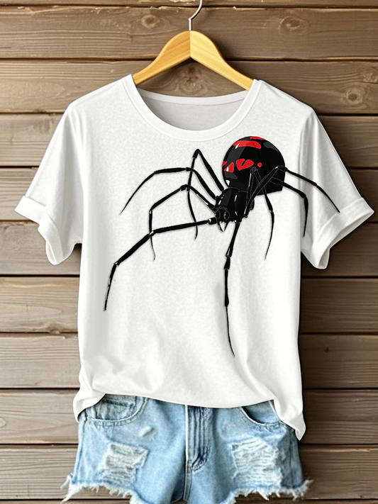 Women's spider print casual T-shirts