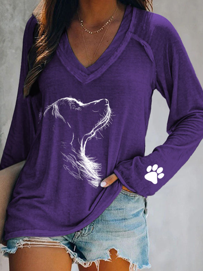 Women's Golden Retriever Printed Casual T-shirt