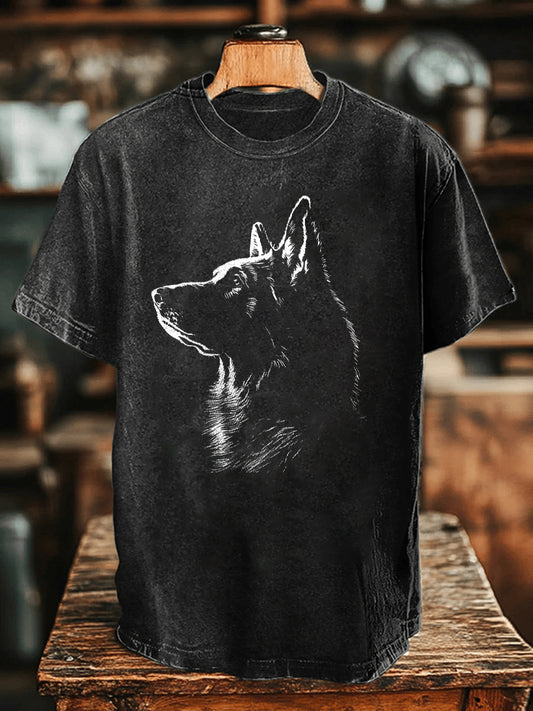 Men's Shepherd Dog Print Casual T-Shirt