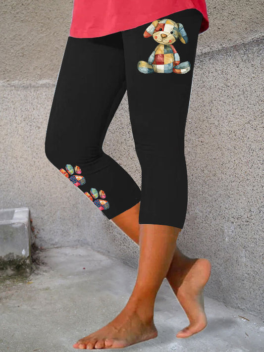 Women's Patchwork Art Dog Print Leggings