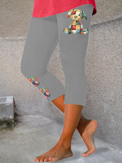 Women's Patchwork Art Dog Print Leggings