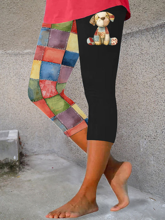 Women's Patchwork Art Dog Print Leggings