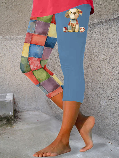 Women's Patchwork Art Dog Print Leggings