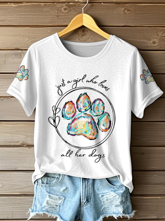 Women's Just A Girl Who Loves All Her Dogs Casual Tee