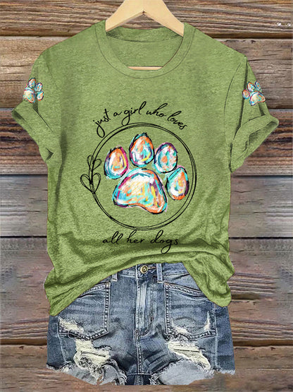 Women's Just A Girl Who Loves All Her Dogs Casual Tee