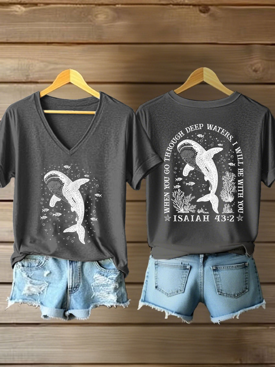 Women's When You Go Through Waters Printed Casual T-Shirt