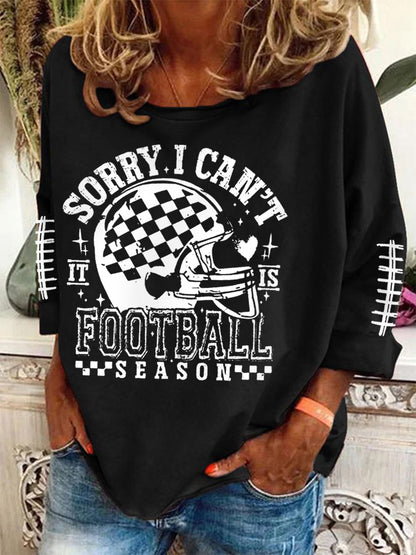 Women's Sorry I Can't It Is Football Season Football Lovers Gameday Casual Long-Sleeve Top