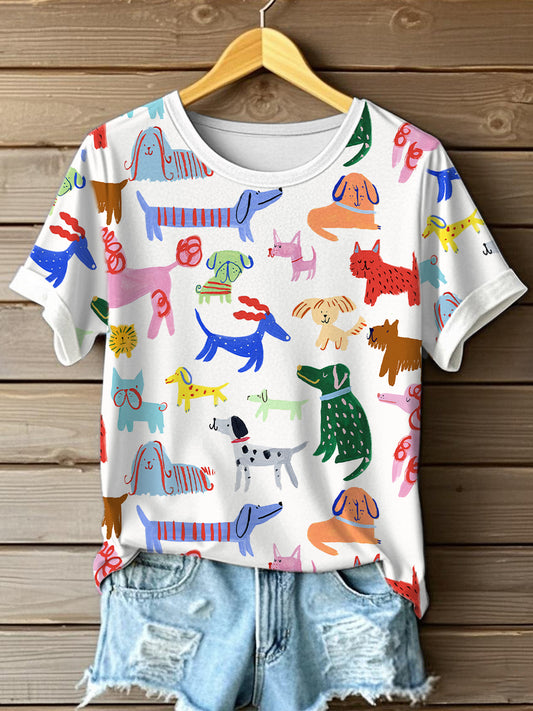 Women's Dog Art Print T-Shirt