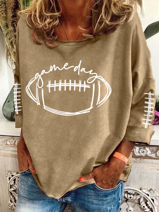 Women's Football Lovers Gameday Casual Long-Sleeve Top
