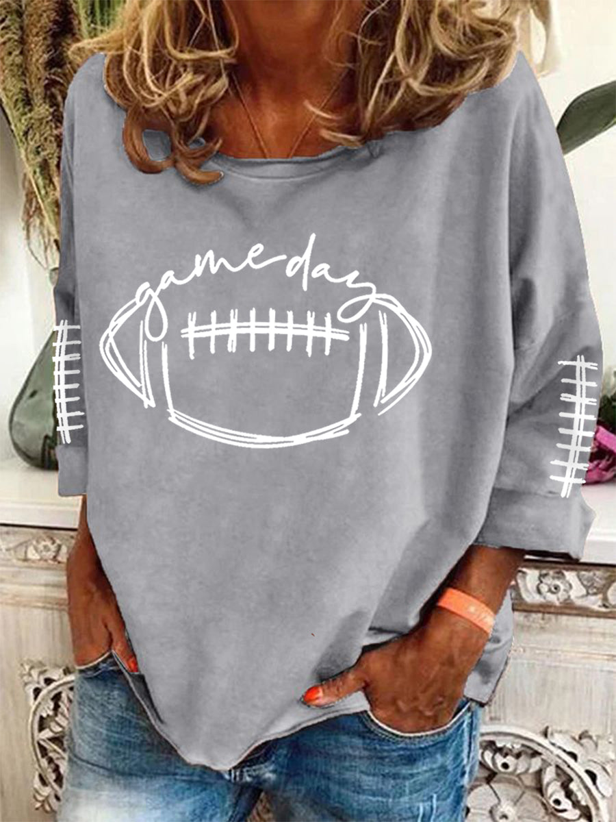 Women's Football Lovers Gameday Casual Long-Sleeve Top