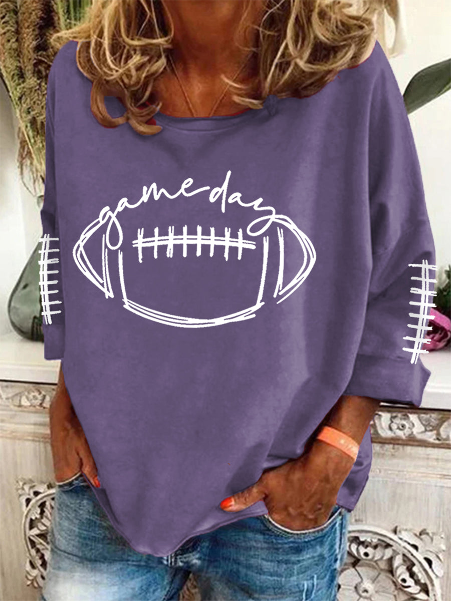 Women's Football Lovers Gameday Casual Long-Sleeve Top