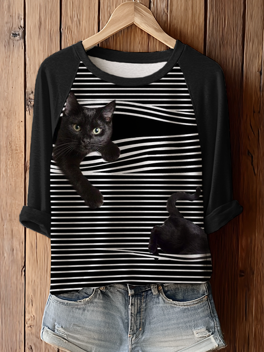 Women's Cat Art Print T-Shirt