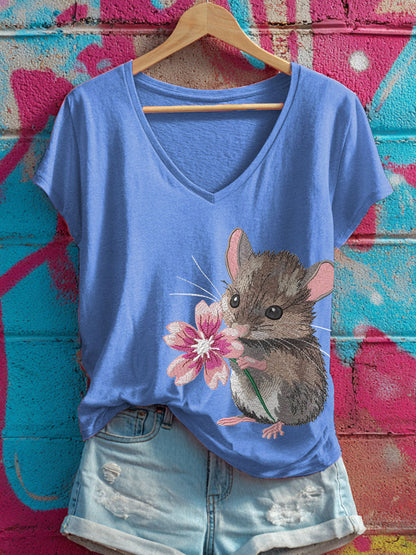 Women's Cute Mouse V-Neck T-Shirts