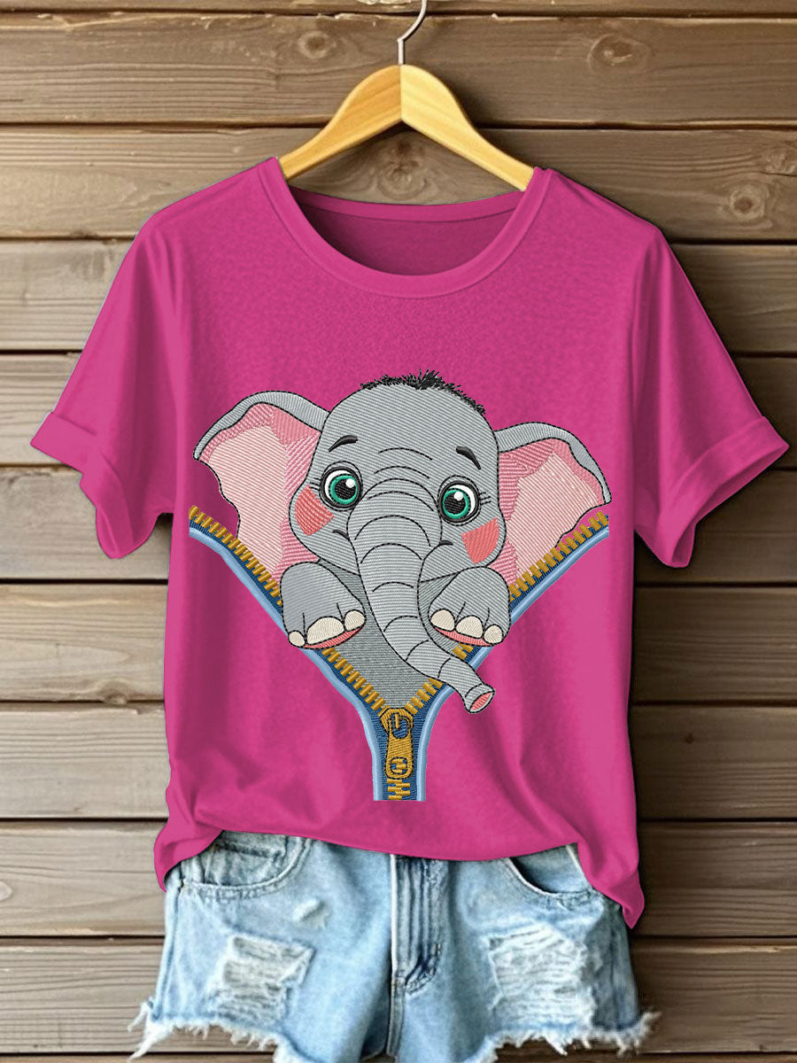 Women's zip up elephant casual t-shirts
