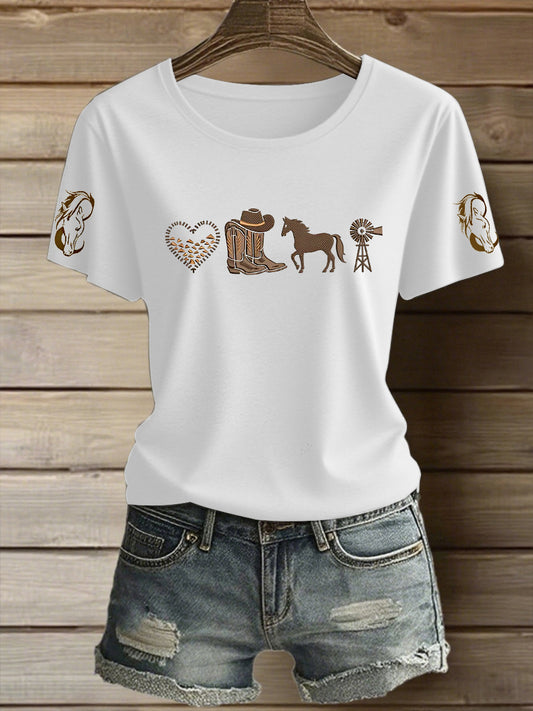 Women's Western Horse Lover  Short Sleeve T-Shirt