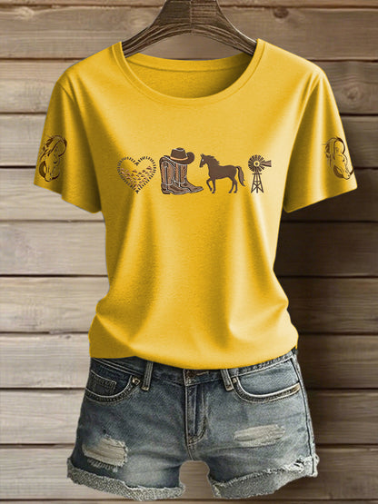 Women's Western Horse Lover  Short Sleeve T-Shirt