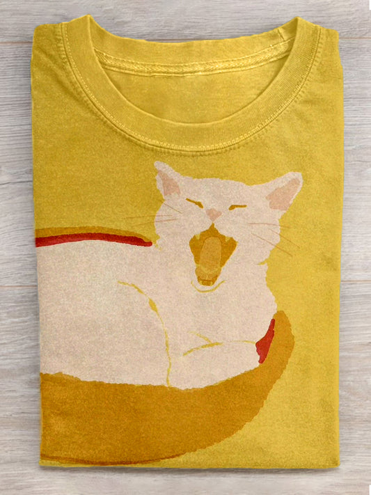 Women's Cat Art Print Short Sleeve T-Shirt