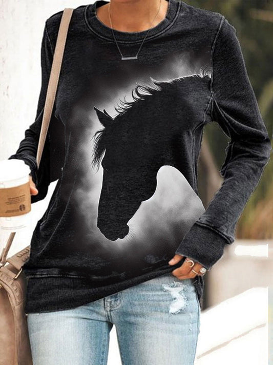 Women's Horse Art Print Sweatshirt