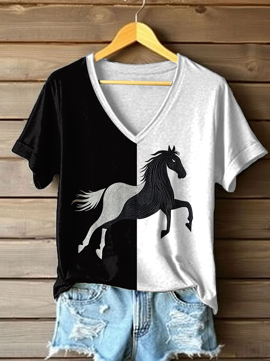 Women's Horse Art Print T-Shirt