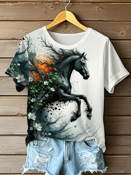 Women's Horse Art Print T-Shirt