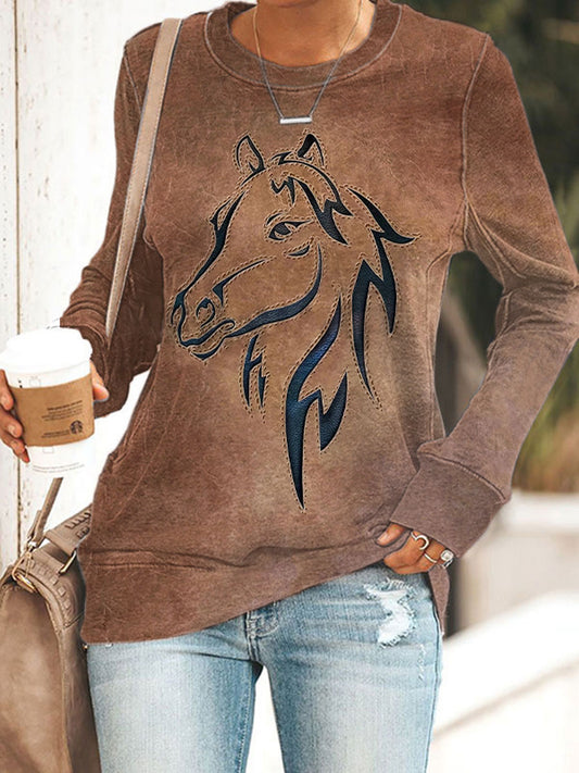 Women's Horse Art Print Sweatshirt