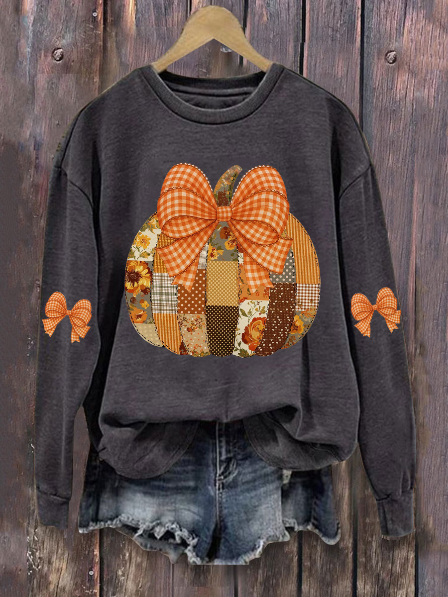 Women's Pumpkin Art Print Casual Sweatshirt