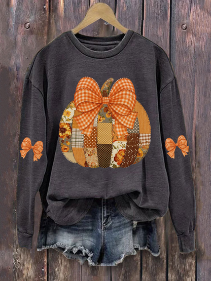Women's Pumpkin Art Print Casual Sweatshirt