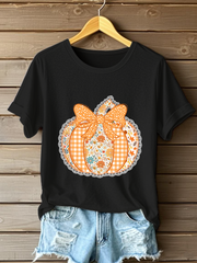 Women’s Pumpkin Art Print Casual Sweatshirt Black / S