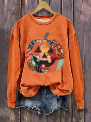 Women’s Pumpkin Art Print Casual Sweatshirt Orange / S