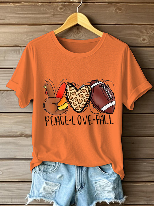 Women's Thanksgiving Turkey Football Short Sleeve T-Shirt