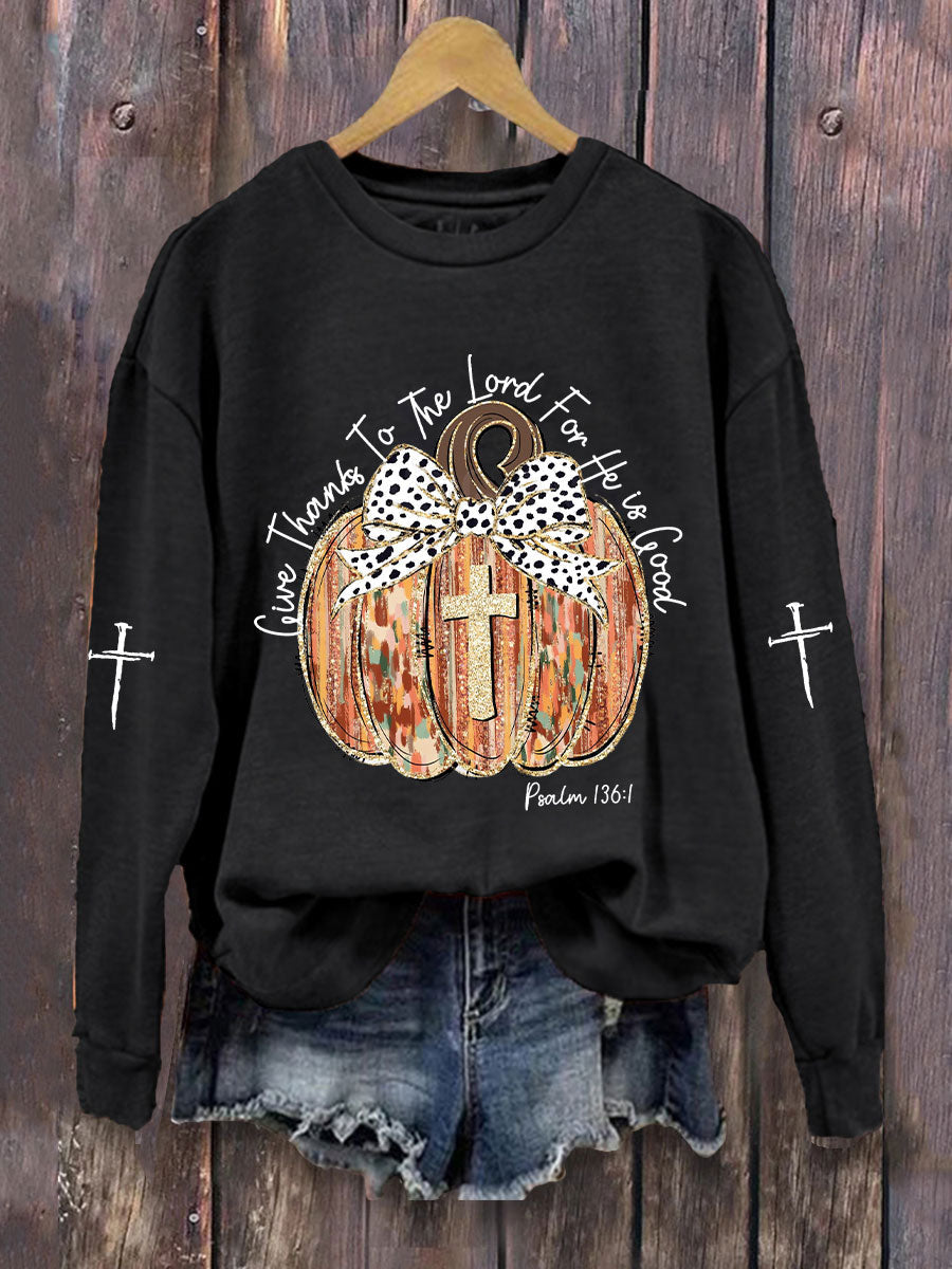 Women's Give Thanks To The Lord Printed Casual Sweatshirt