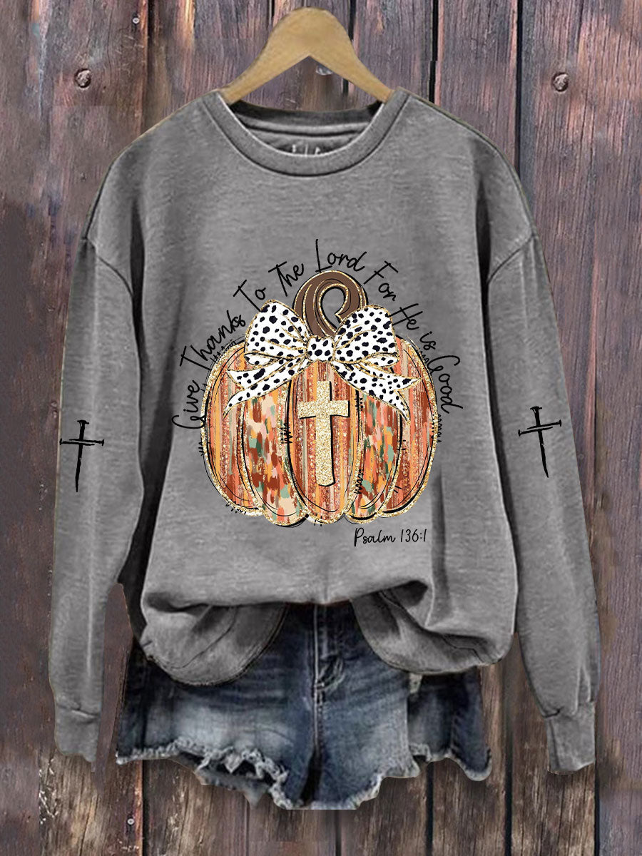 Women's Give Thanks To The Lord Printed Casual Sweatshirt