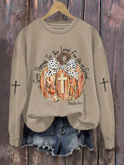 Women's Give Thanks To The Lord Printed Casual Sweatshirt