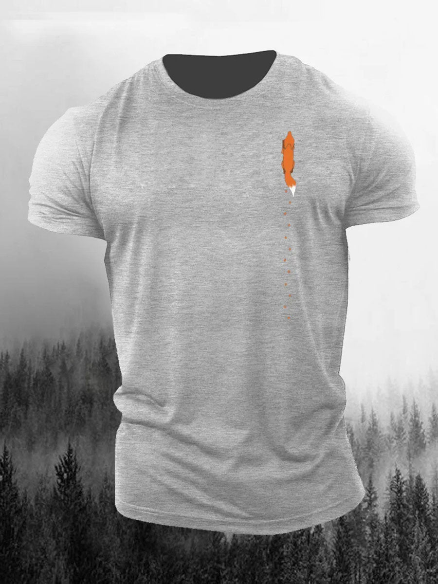 Men's Fox Print Casual T-Shirt