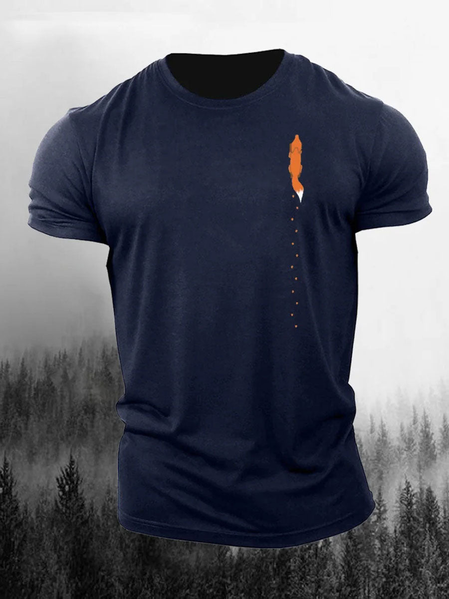 Men's Fox Print Casual T-Shirt