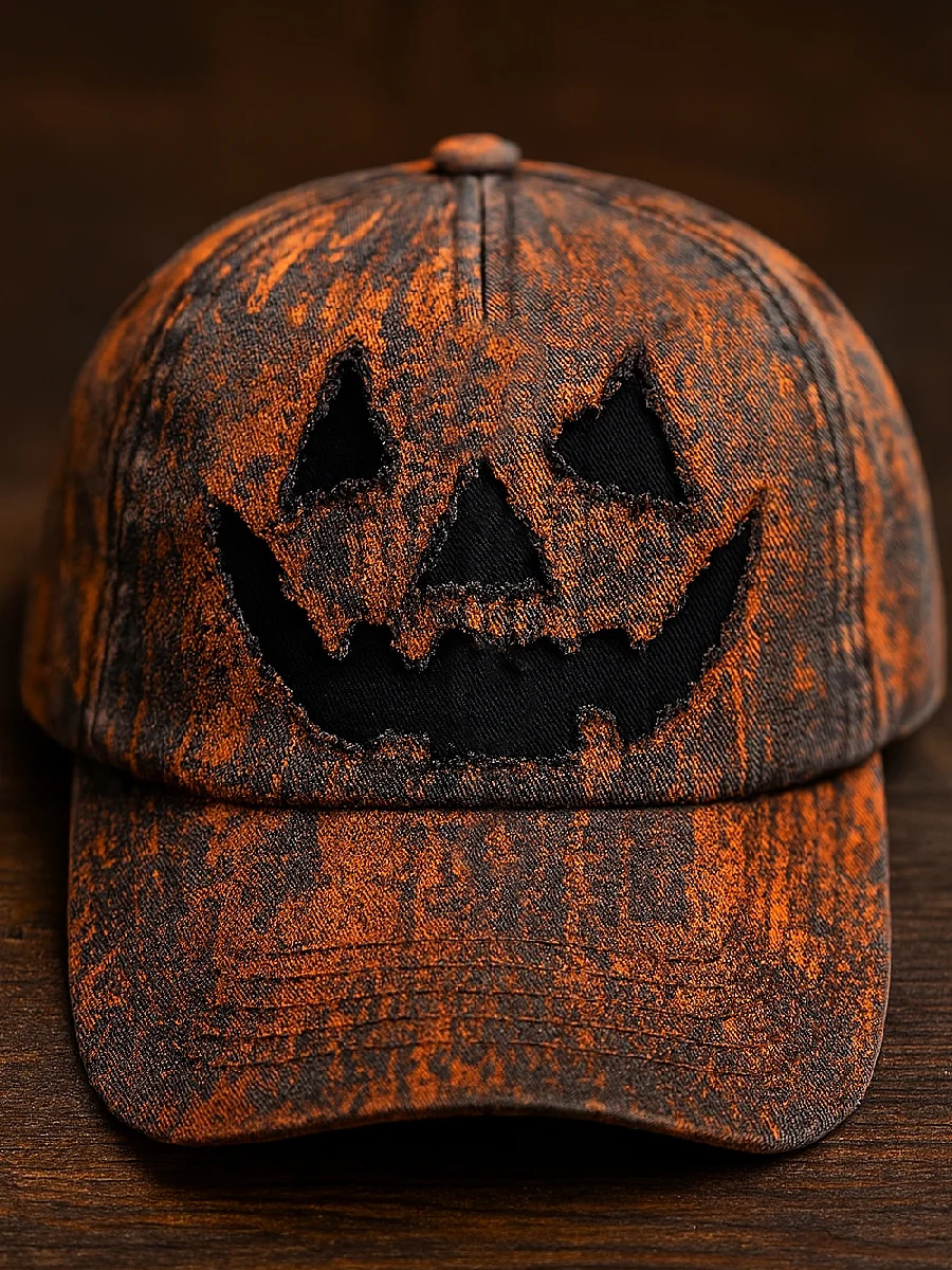 Retro Pumpkin Face Print Casual Unisex Hat