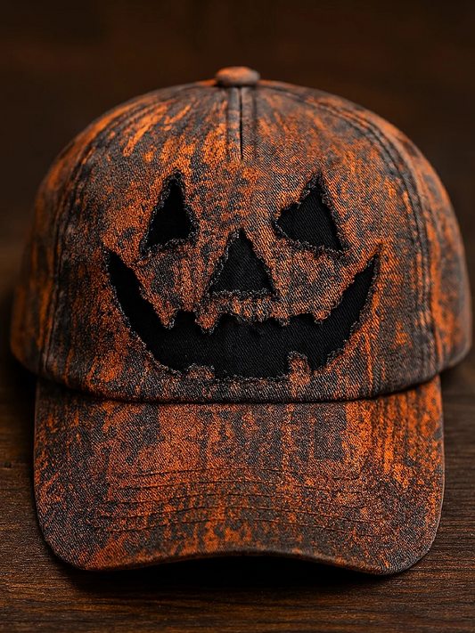 Retro Pumpkin Face Print Casual Unisex Hat