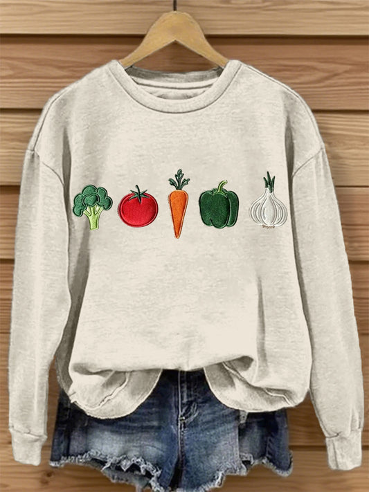 Women's Vegetable Embroidered Sweatshirt