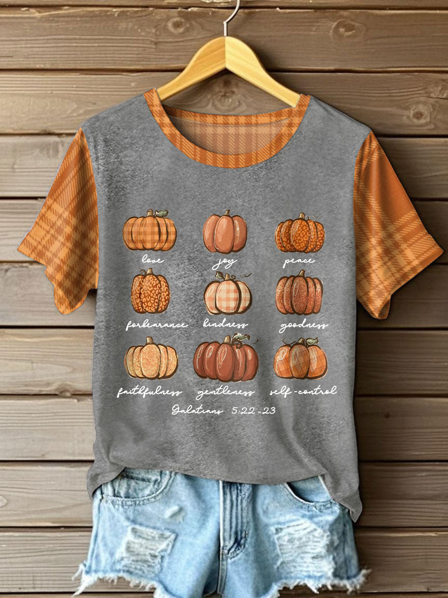 Women's Autumn Festival Pumkin Printed T-shirt