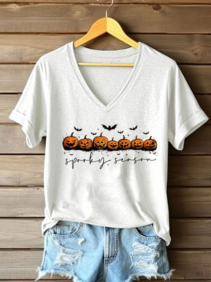 Women's Vintage  Halloween Spooky Season Pumpkin  Short Sleeve T-Shirt