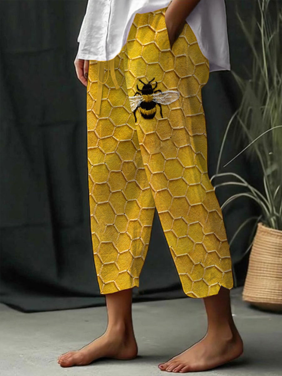 Women's Bee Print Casual Pants