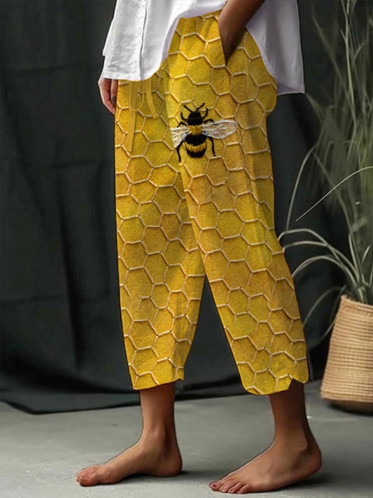 Women's Bee Print Casual Pants